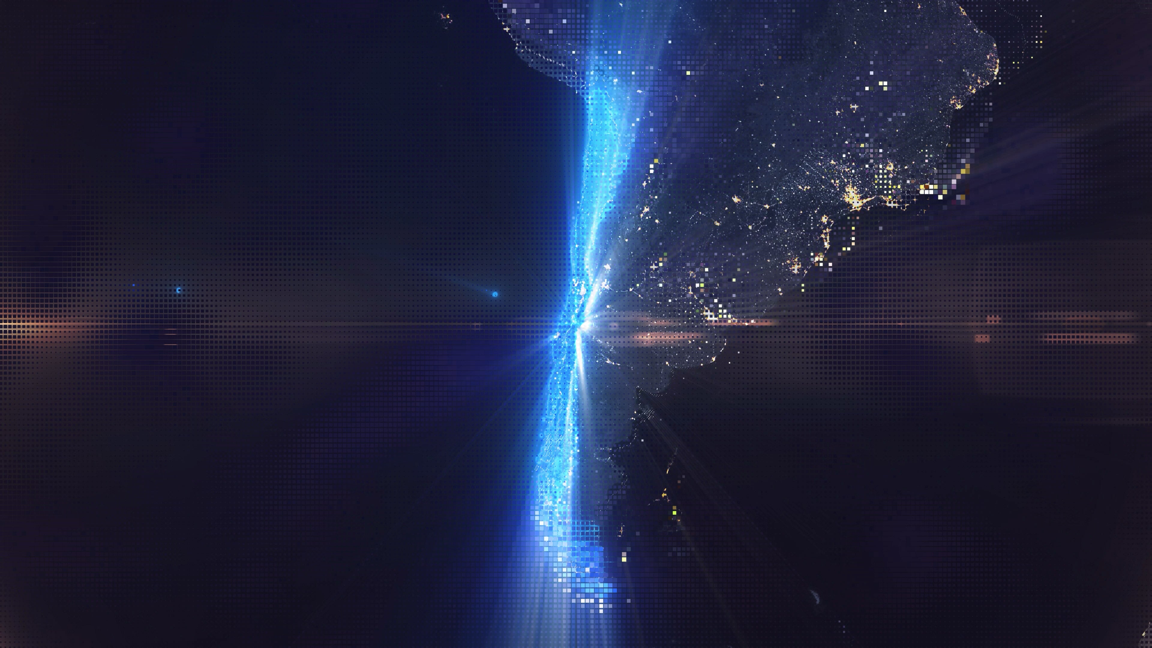 Chilie - Digital Pixel Art Earth Night from Space Rotate and Zoom Shining Country Chilie