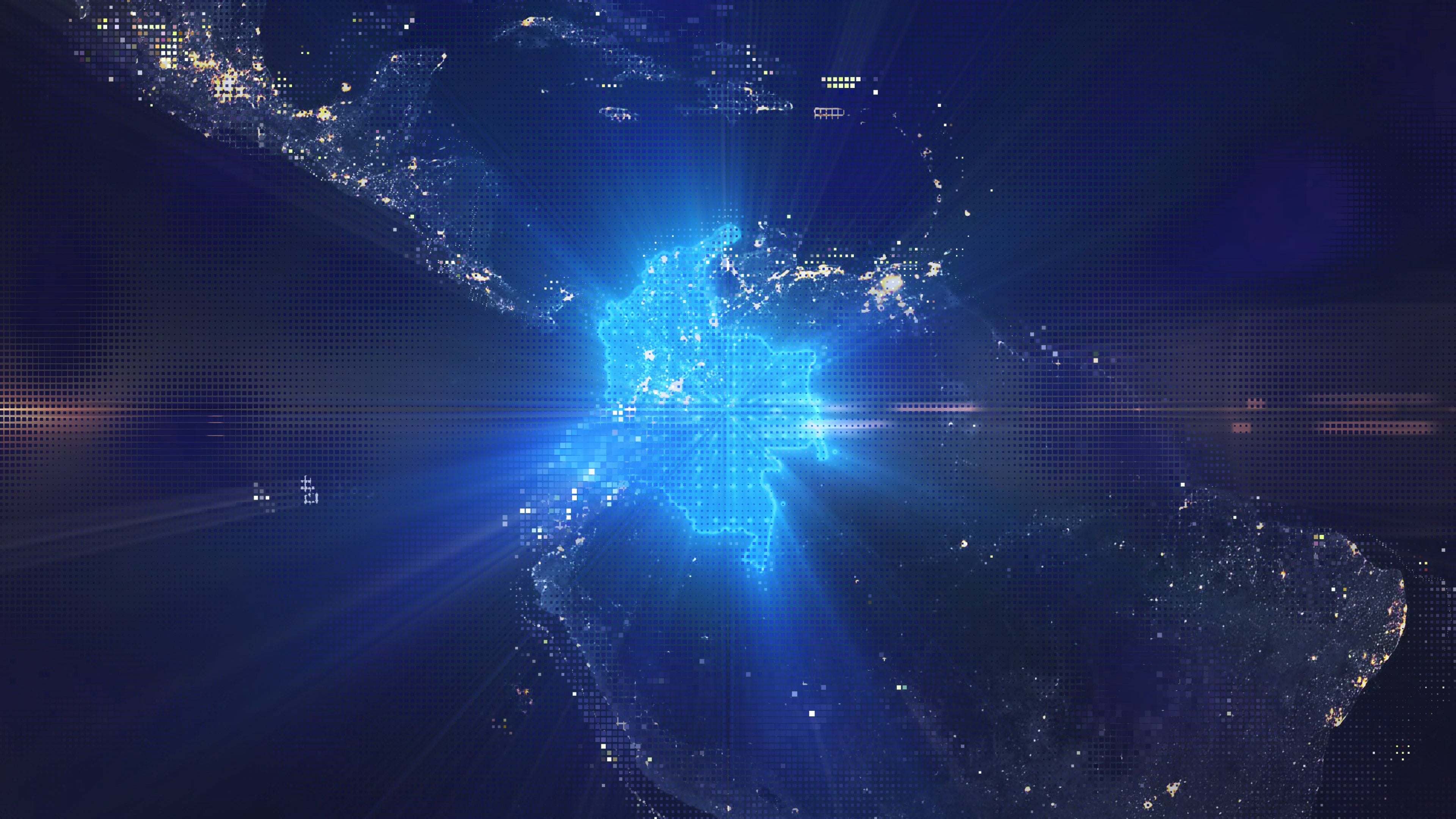 Colombia - Digital Pixel Art Earth Night from Space Rotate and Zoom Shining Country Colombia