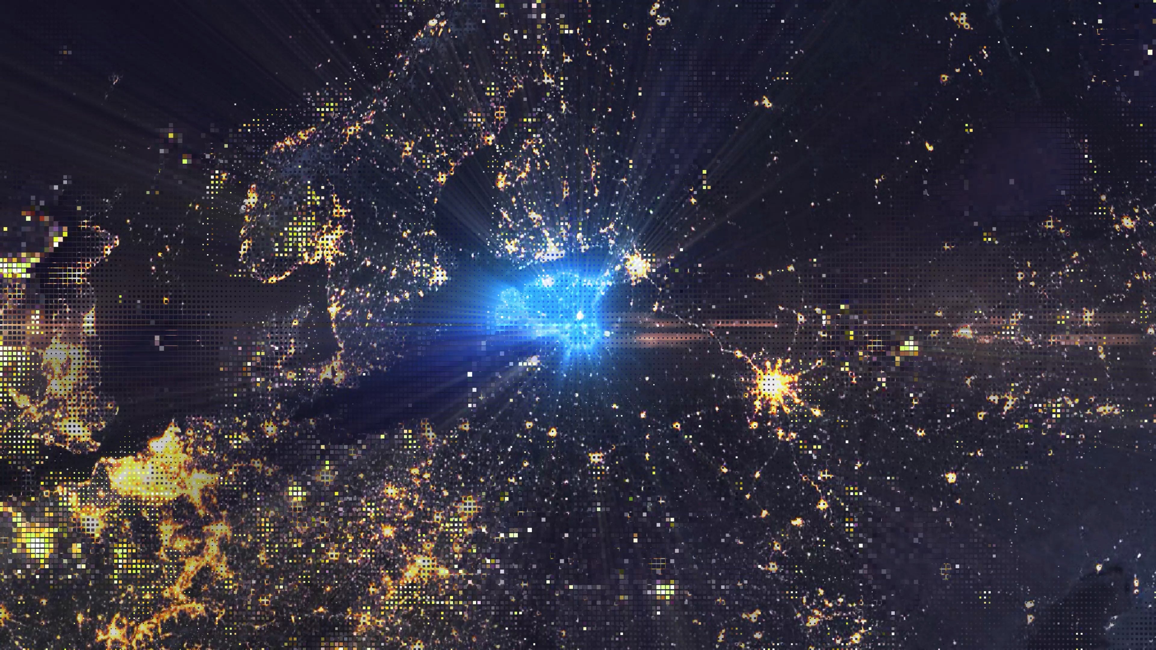 Estonia - Digital Pixel Art Earth Night from Space Rotate and Zoom Shining Country Estonia