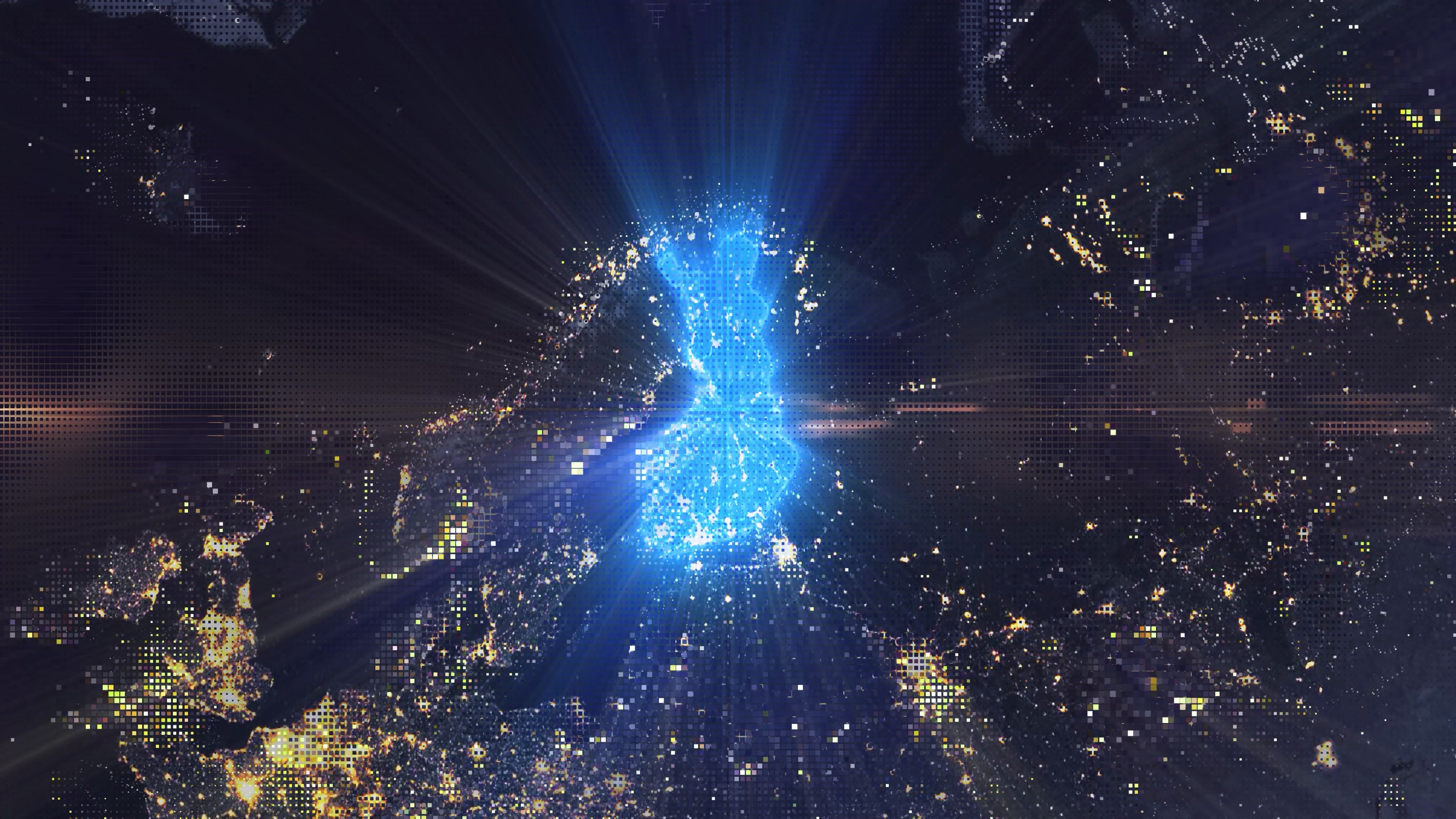 Finland - Digital Pixel Art Earth Night from Space Rotate and Zoom Shining Country Finland