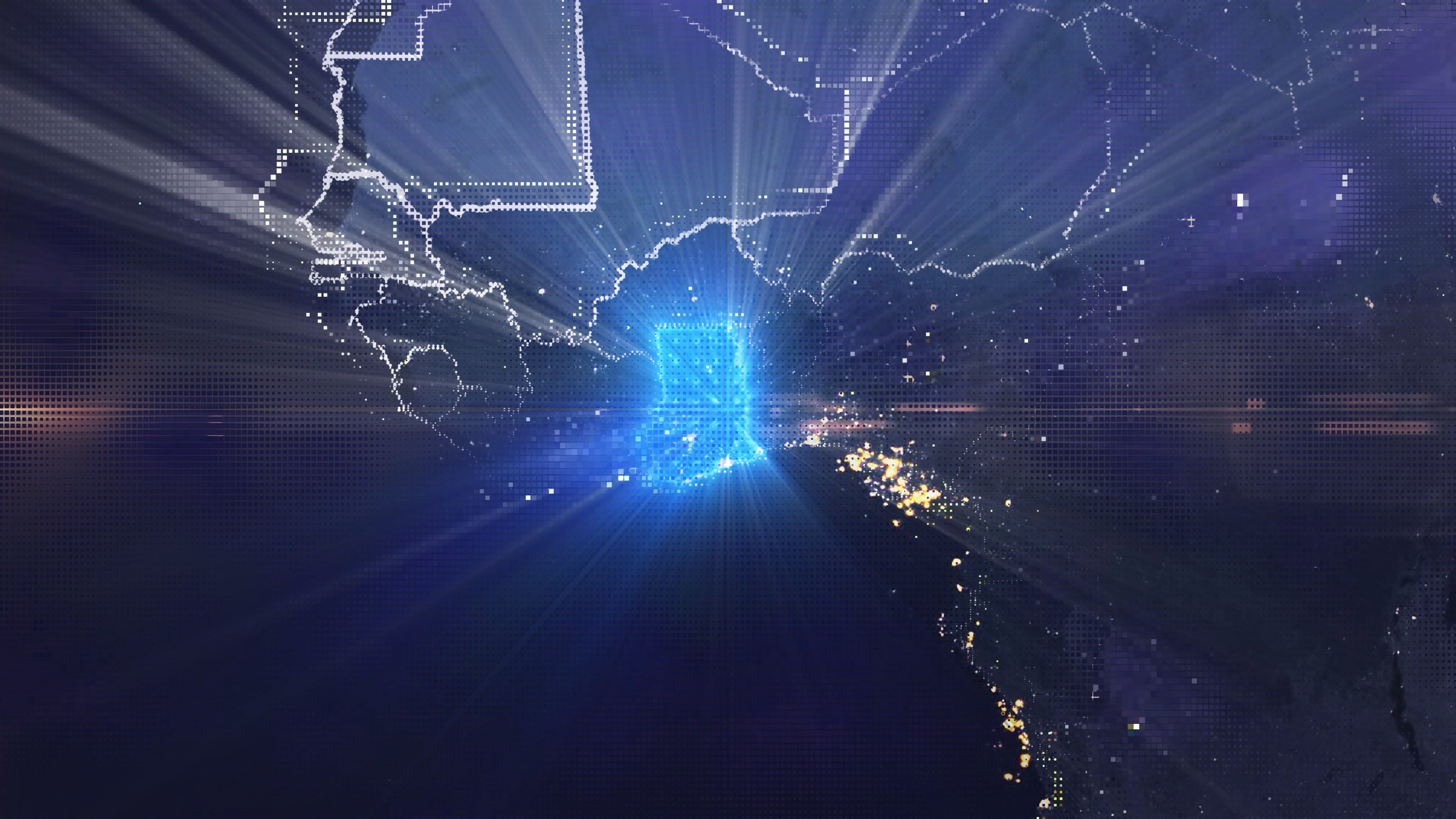 Ghana - Digital Pixel Art Earth Night from Space Rotate and Zoom Shining Country Ghana