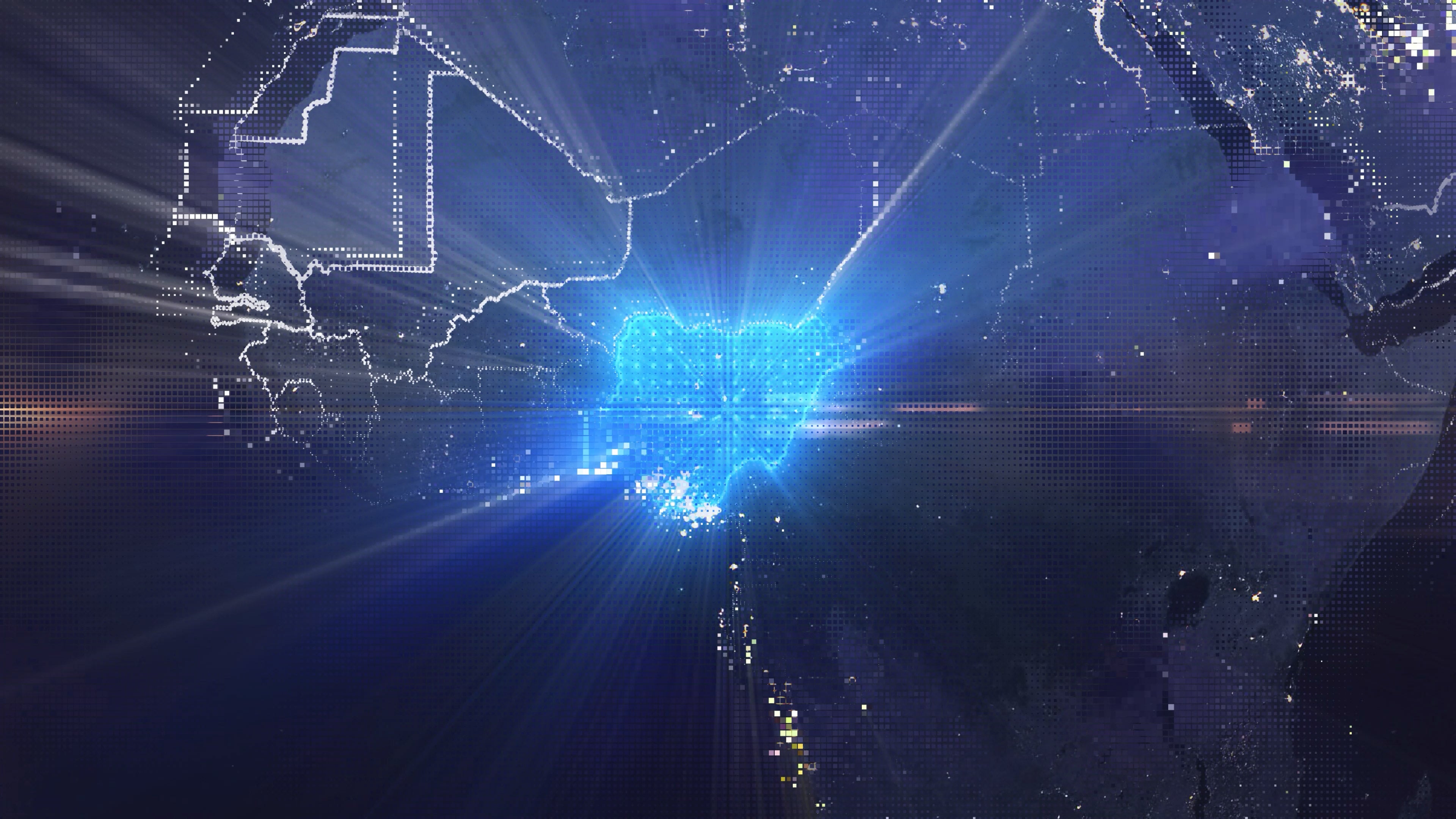 Nigeria - Digital Pixel Art Earth Night from Space Rotate and Zoom Shining Country Nigeria