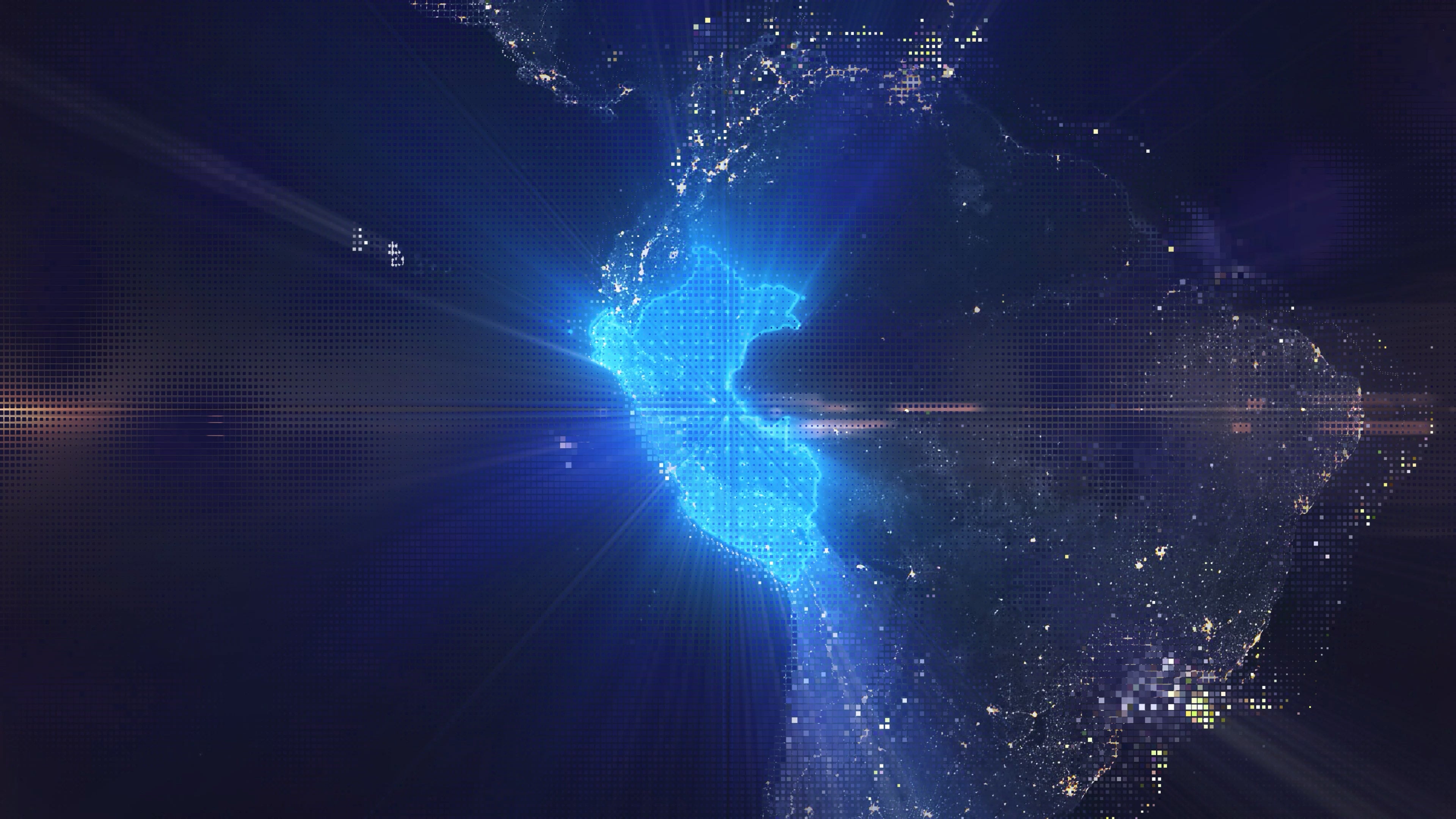 Peru - Digital Pixel Art Earth Night from Space Rotate and Zoom Shining Country Peru