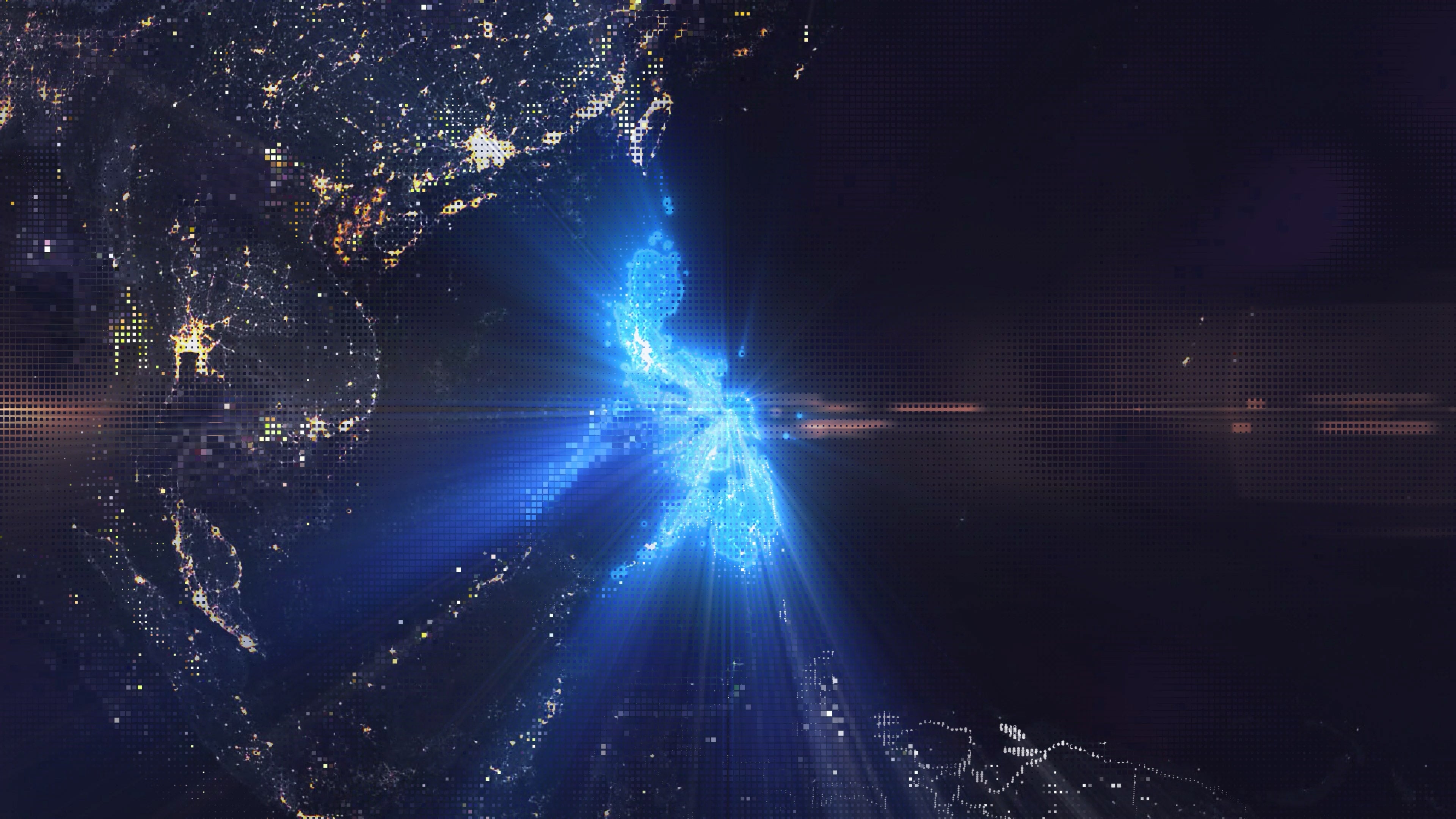 Philippines - Digital Pixel Art Earth Night from Space Rotate and Zoom Shining Country Philippines