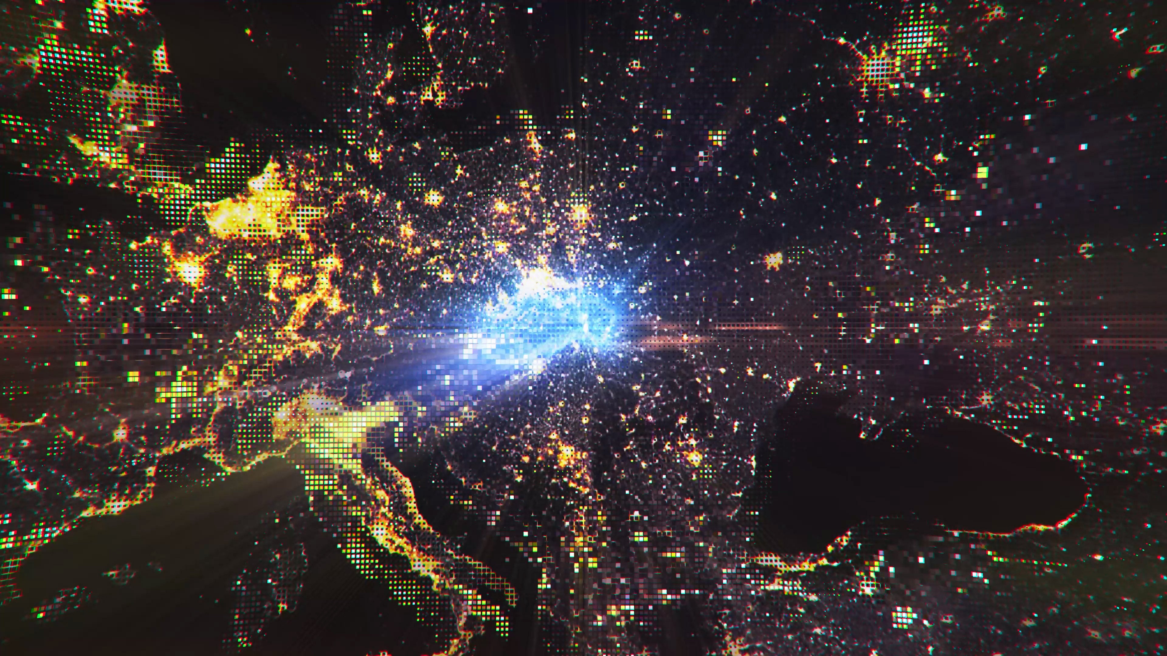 Slovakia - Digital Pixel Art Earth Night from Space Rotate and Zoom Shining Country Slovakia