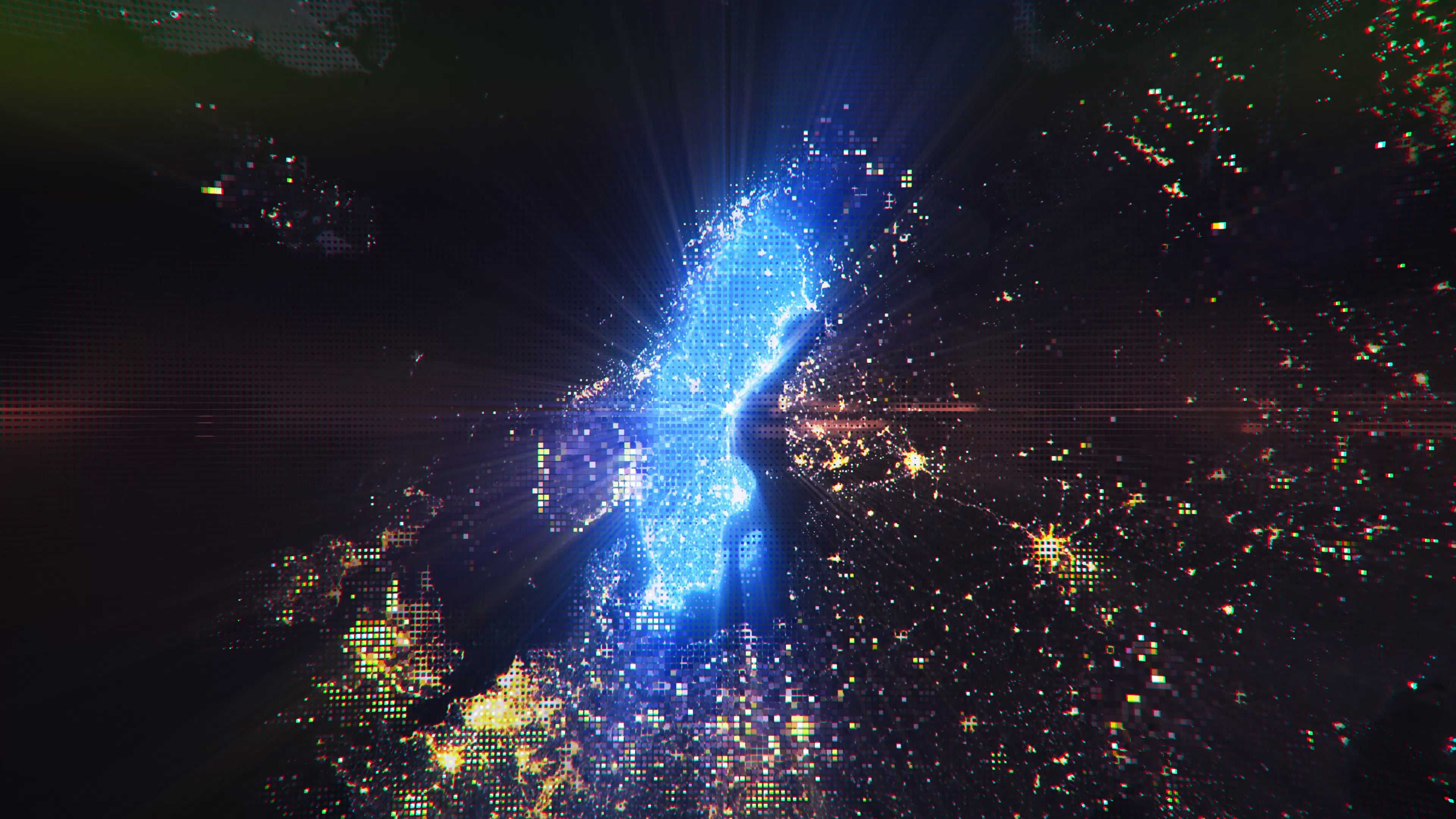 Sweden - Digital Pixel Art Earth Night from Space Rotate and Zoom Shining Country Sweden