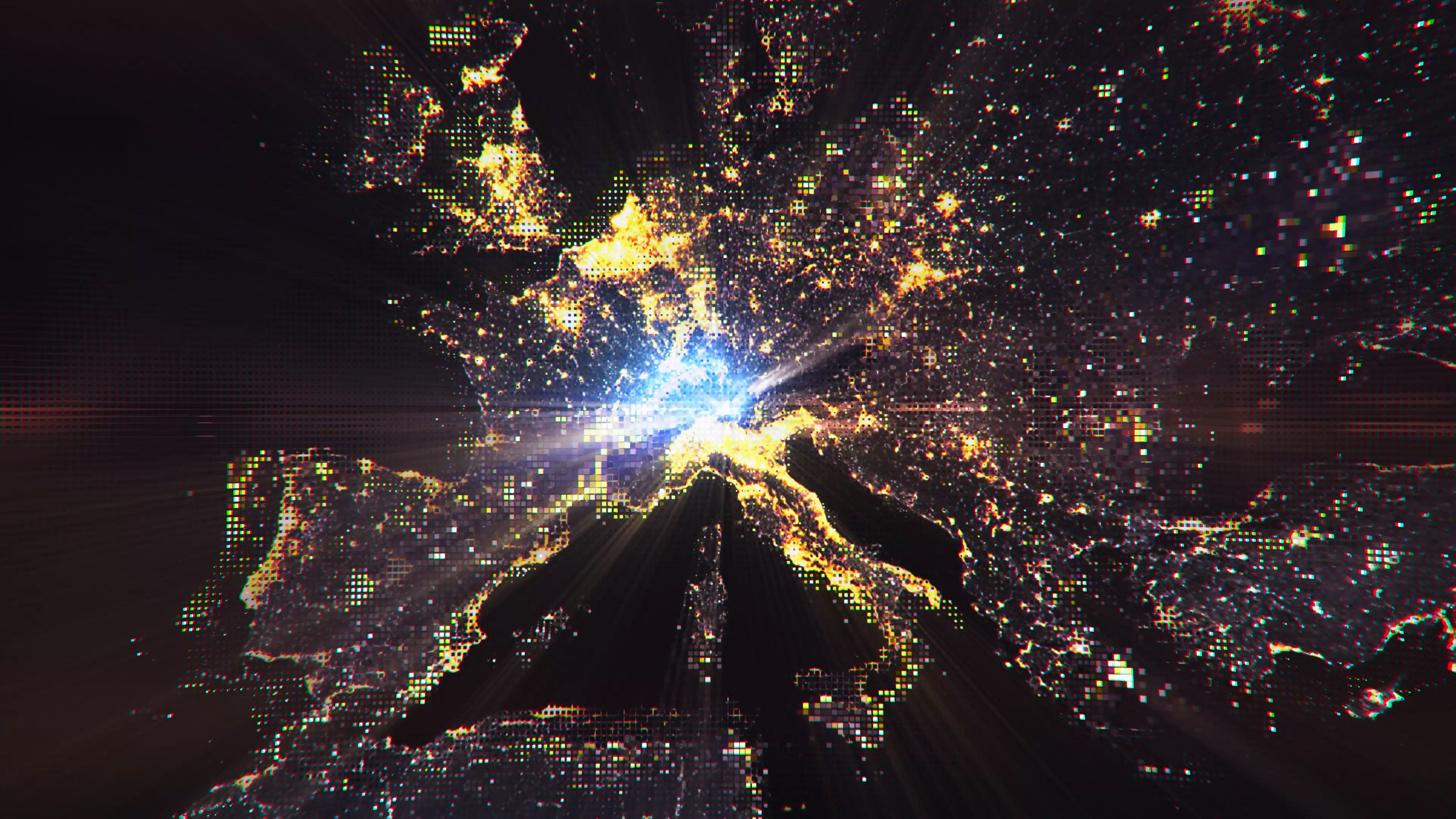 Switzerland - Digital Pixel Art Earth Night from Space Rotate and Zoom Shining Country Switzerland