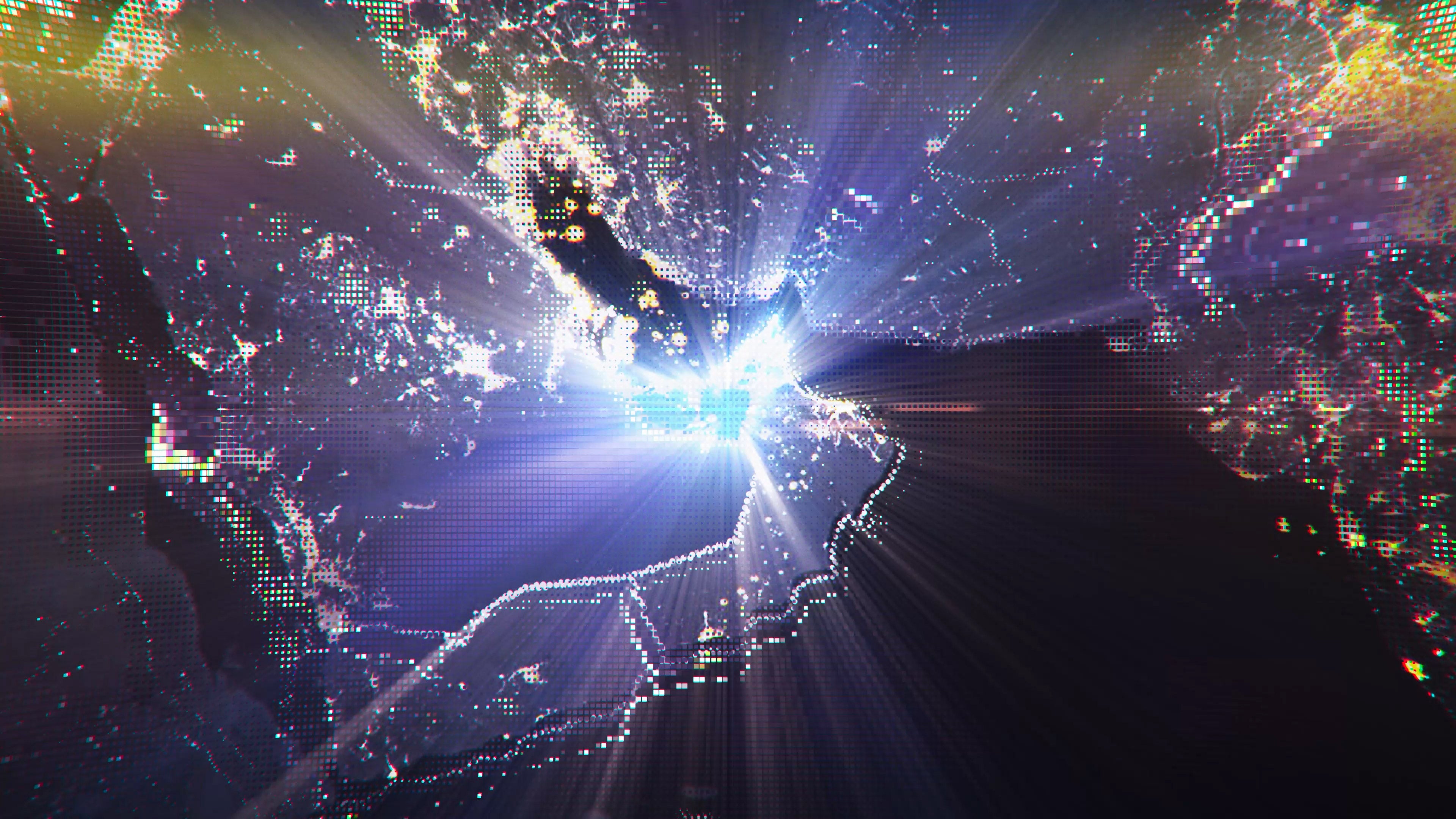 UAE - Digital Pixel Art Earth Night from Space Rotate and Zoom Shining Country United Arab Emirates