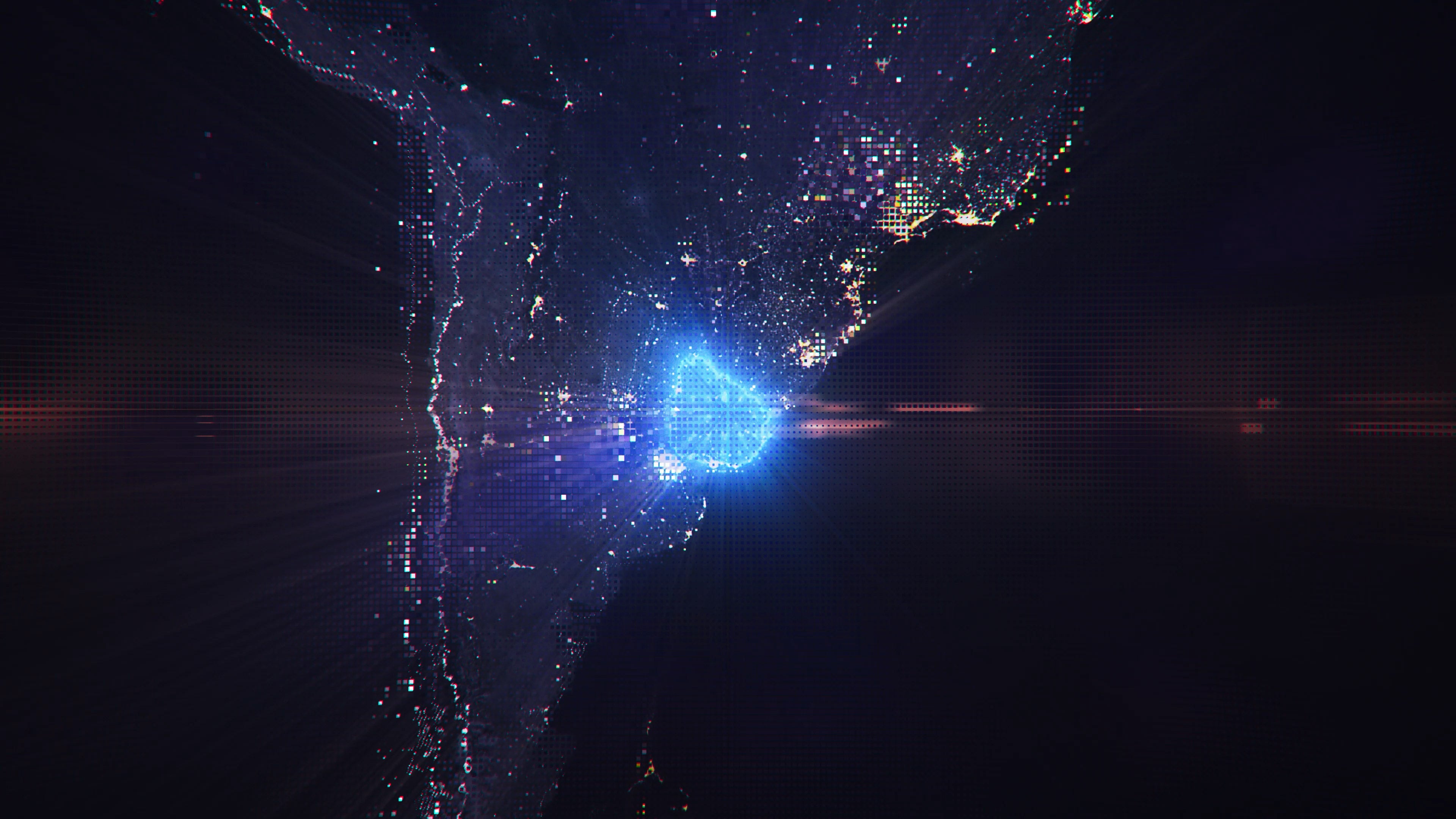 Uruguay - Digital Pixel Art Earth Night from Space Rotate and Zoom Shining Country Uruguay