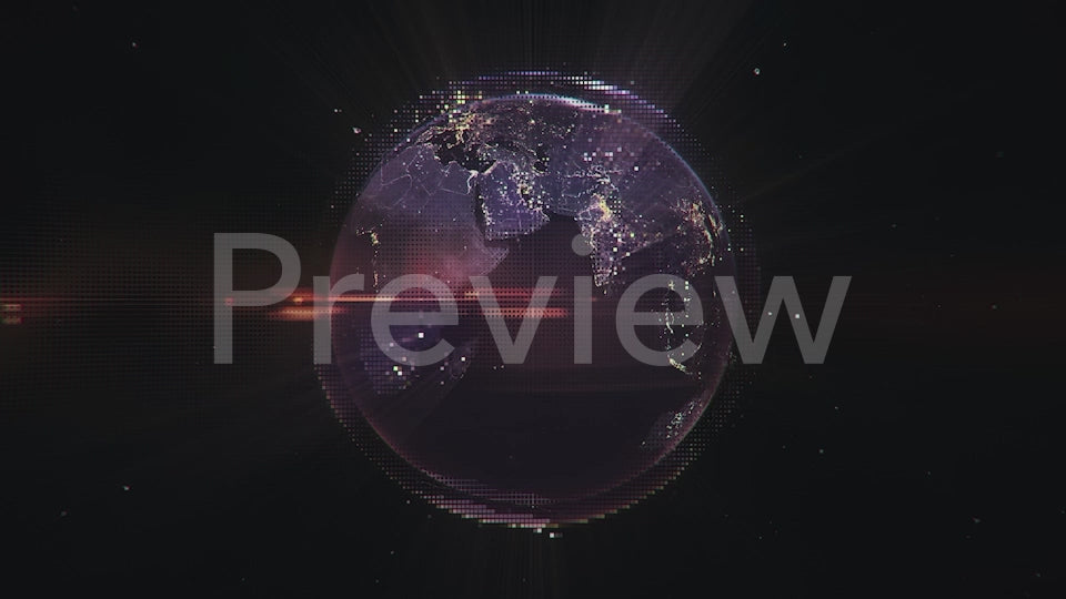 US - Digital Pixel Art Earth Night from Space Rotate and Zoom Shining Country United States