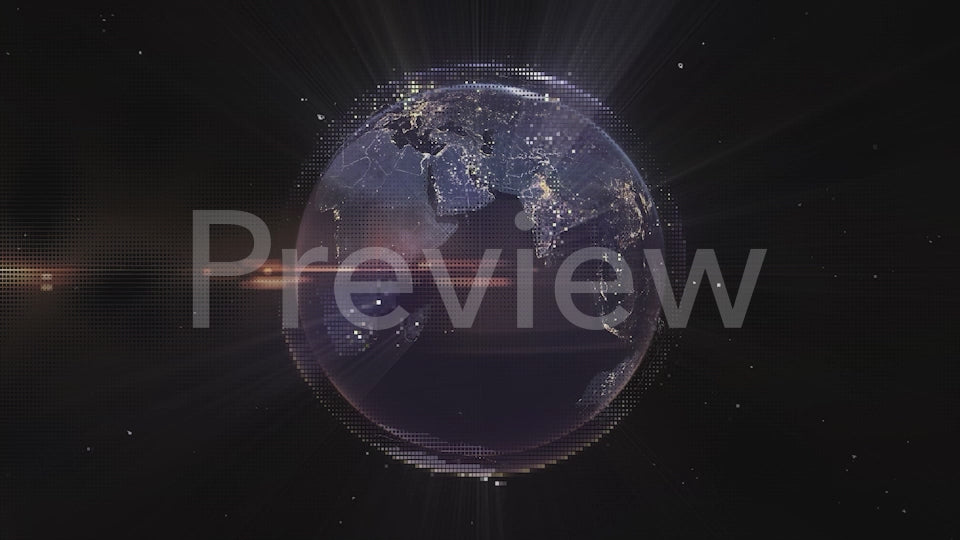 Chilie - Digital Pixel Art Earth Night from Space Rotate and Zoom Shining Country Chilie
